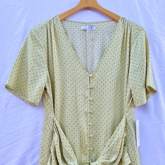 ANTHROPOLOGIE X LOVE, WHIT CITRON DOT  TIE WAIST MIDI DRESS - Picture 9 of 13